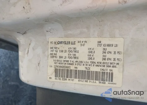 2008 Dodge Dakota Slt z USA, uszkodzony, nr VIN 1D7HE48N68S506031